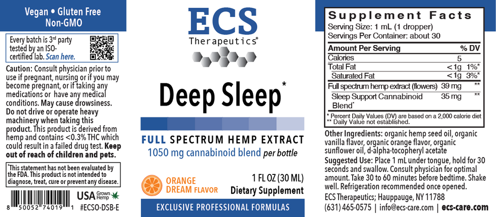 Product image for Deep Sleep Hemp Liquid, Orange Dream Flavor.