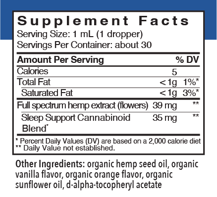 Product image for Deep Sleep Hemp Liquid, Orange Dream Flavor.