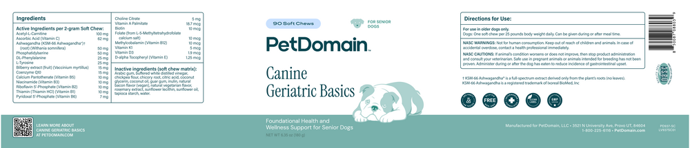 Product image for Canine Geriatric Basics Soft Chews.
