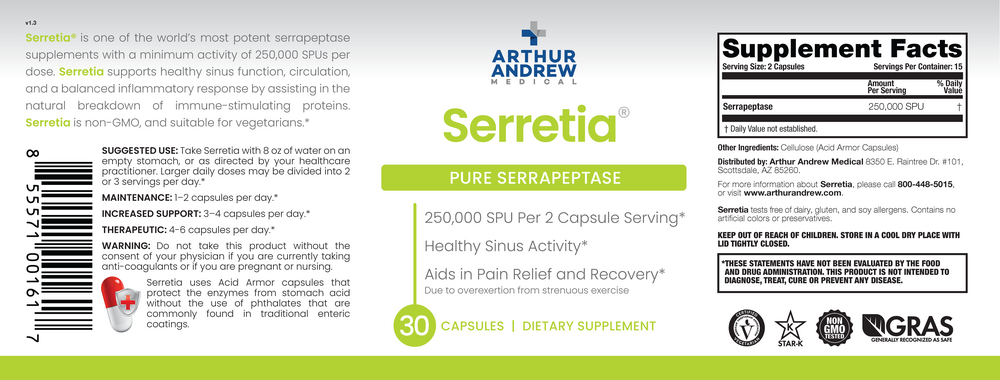 Product image for Serretia - Pure Serrapeptase 250,000 SPU.