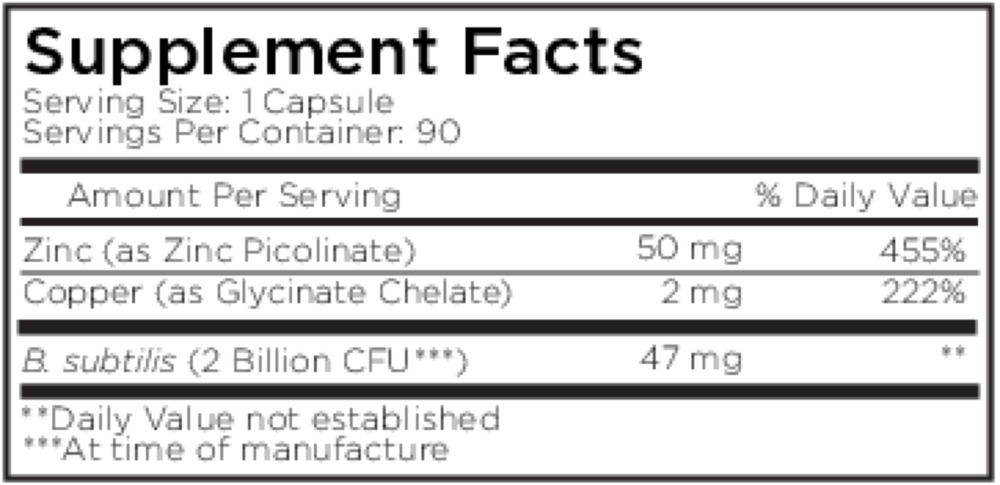Product image for Zinc/ Copper + Probiotics.