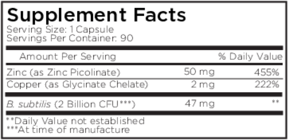 Product image for Zinc/ Copper + Probiotics.