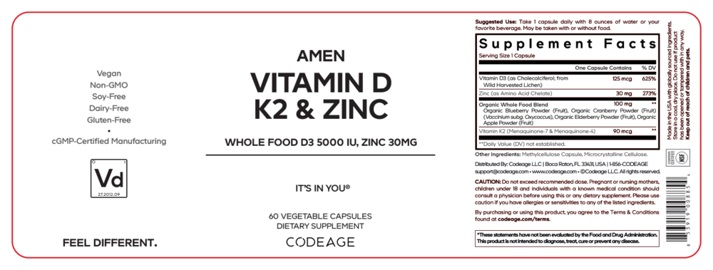 Product image for Vitamin D, K2 &amp; Zinc.