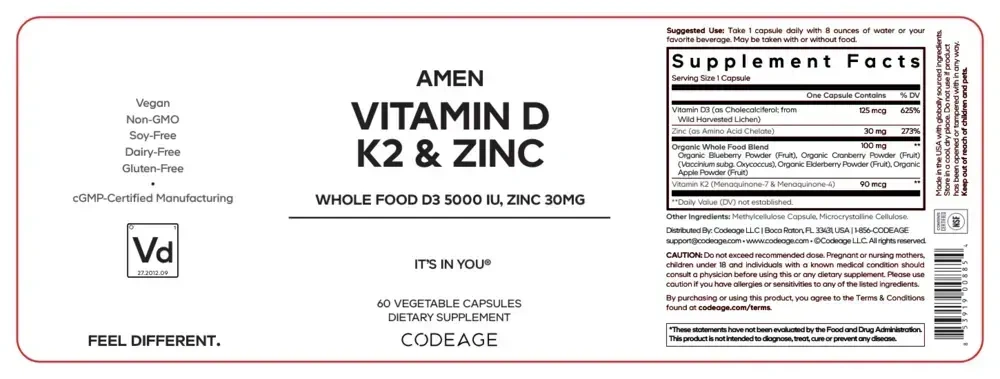 Product image for Vitamin D, K2 &amp; Zinc.