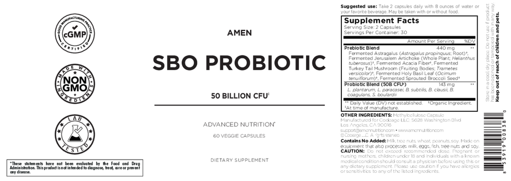 Product image for SBO Probiotic 50 billion CFU.