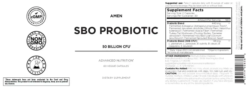 Product image for SBO Probiotic 50 billion CFU.