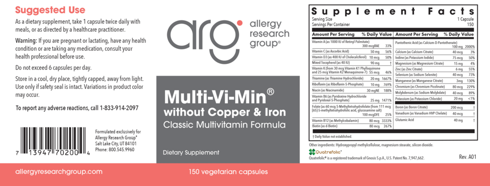 Product image for Multi-Vi-Min w/o Cu and Fe.