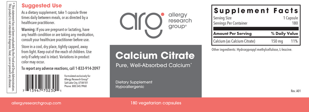 Product image for Calcium Citrate 150mg.
