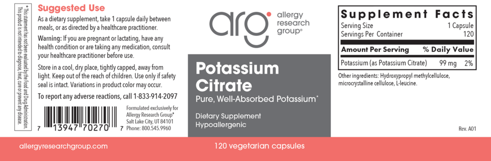 Product image for Potassium Citrate.