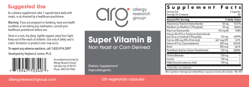Product image for Super Vitamin B Complex.