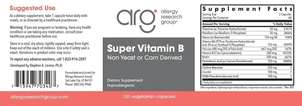 Product image for Super Vitamin B Complex.
