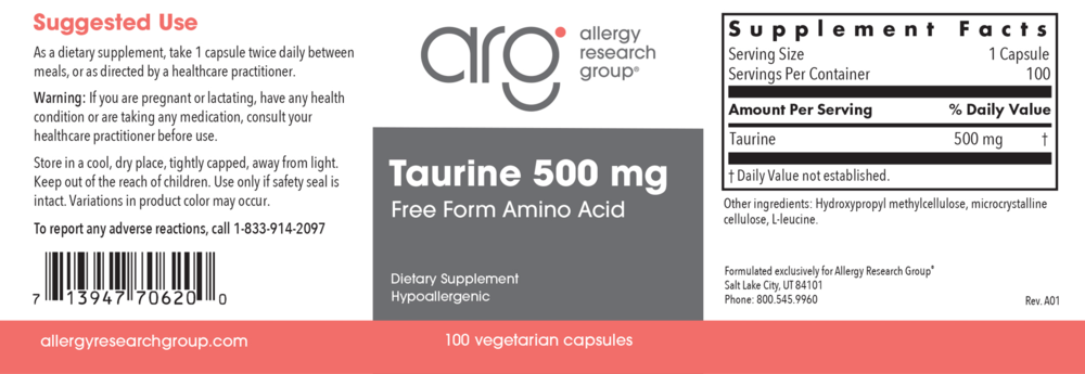 Product image for Taurine 500mg.