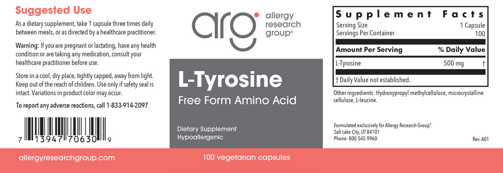 Product image for L-Tyrosine 500mg.