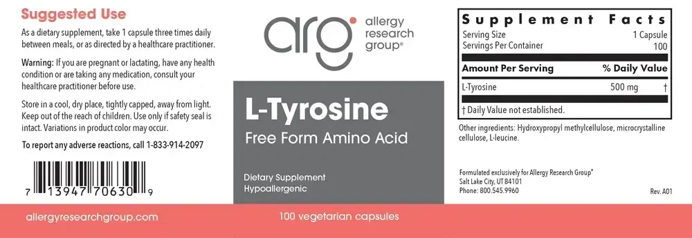 Product image for L-Tyrosine 500mg.