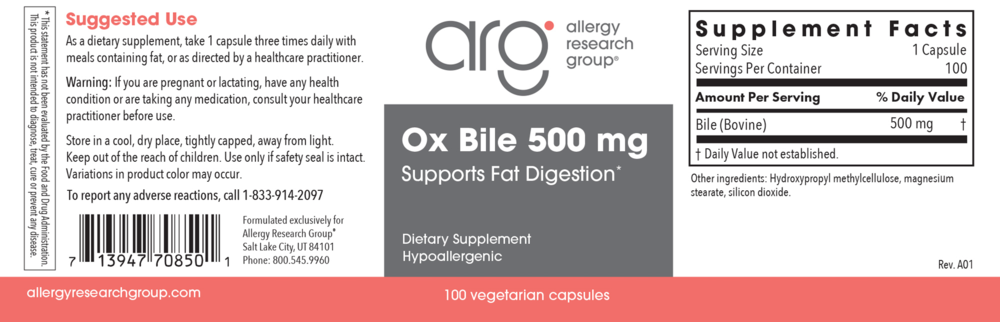 Product image for Ox Bile 500 mg Digest.
