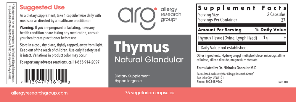Product image for Thymus Natural Glandular.