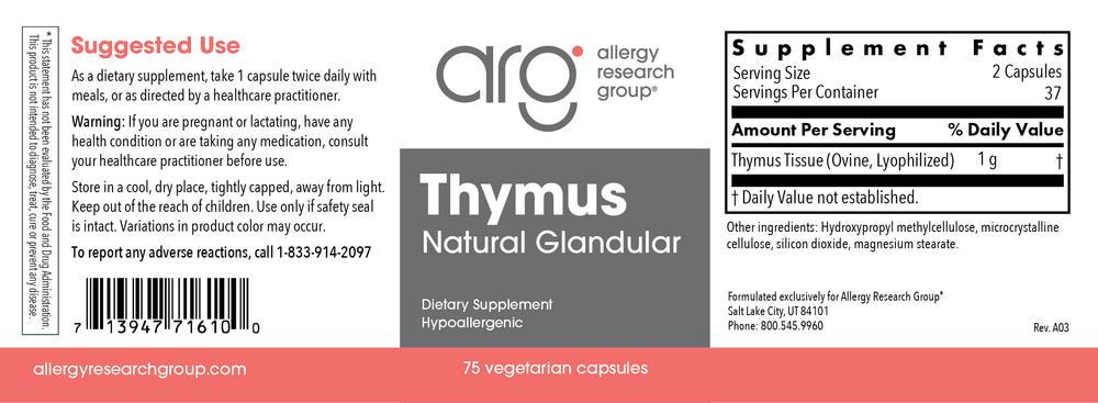 Product image for Thymus Natural Glandular.