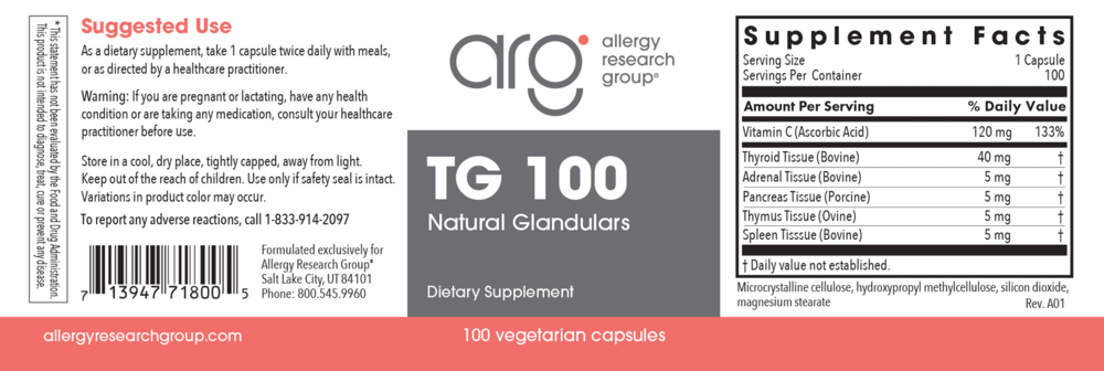 Product image for TG 100 Natural Glandulars.