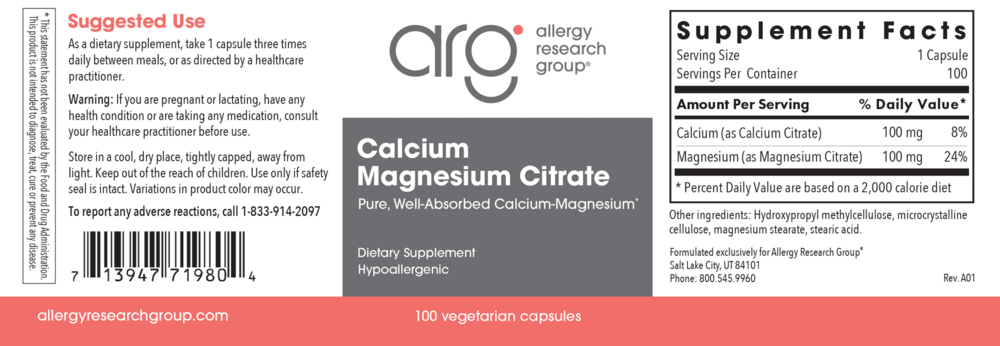 Product image for Calcium/Magnesium Citrate.