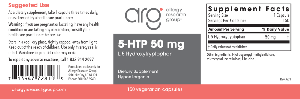 Product image for 5-HTP 50mg.