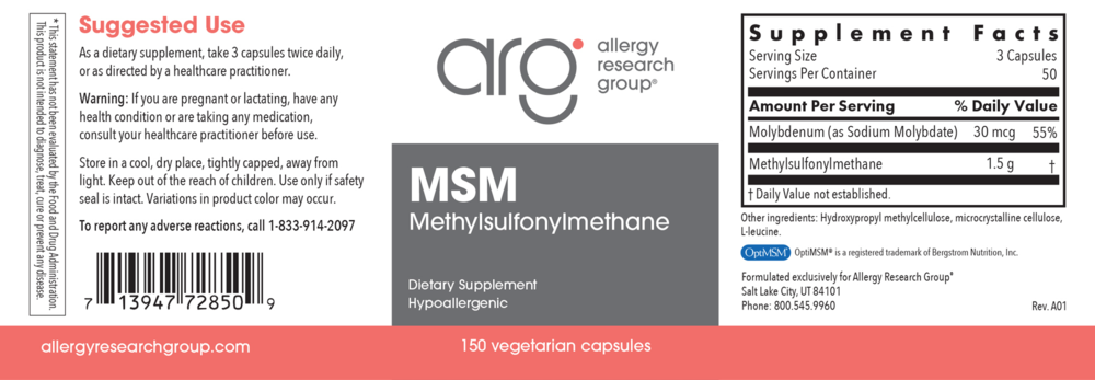 Product image for MSM 500mg.