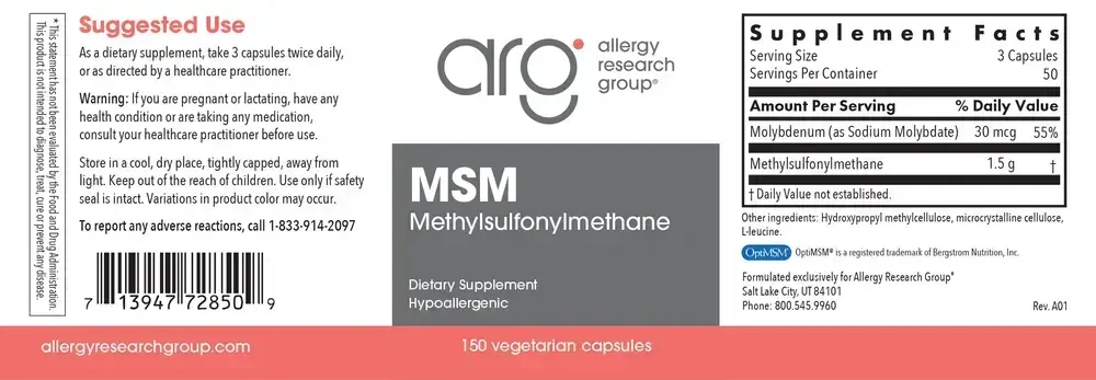 Product image for MSM 500mg.