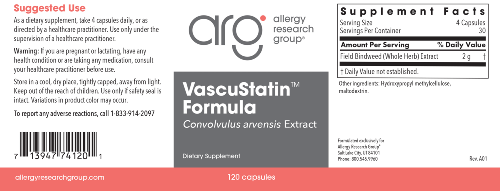 Product image for VascuStatin Formula.