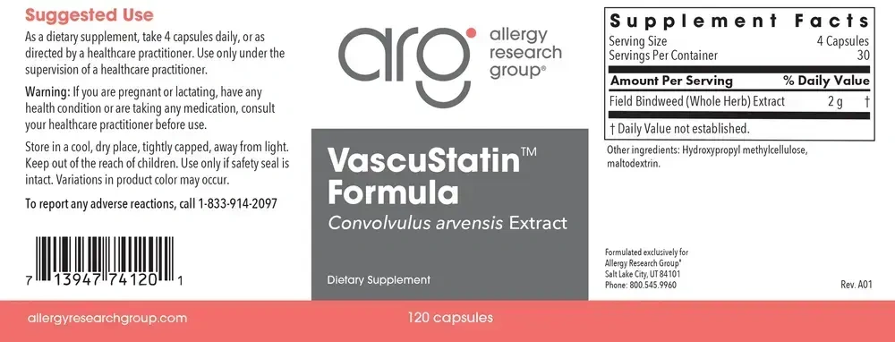 Product image for VascuStatin Formula.
