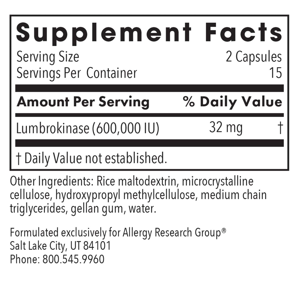 Product image for Lumbrokinase Circulatory Systemic Enzymes.