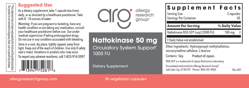Product image for Nattokinase 50 mg NSK-SD®.