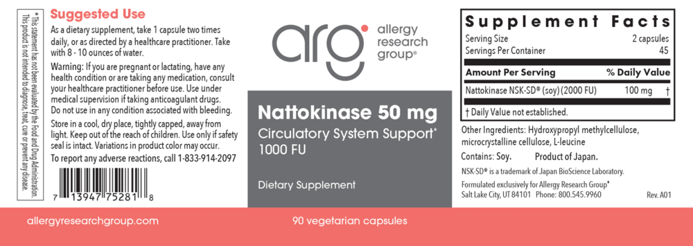 Product image for Nattokinase 50 mg NSK-SD®.