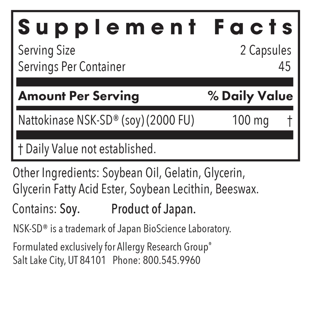 Product image for Nattokinase 50 mg NSK-SD®.