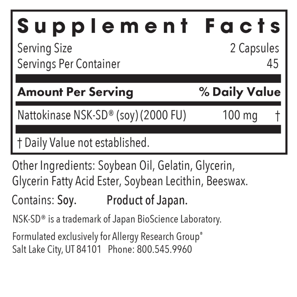 Product image for Nattokinase 50 mg NSK-SD®.