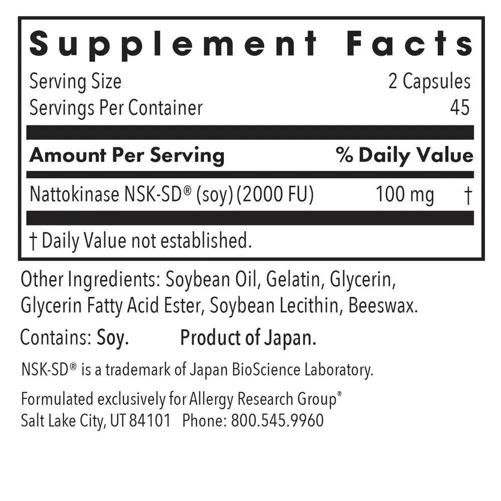 Product image for Nattokinase 50 mg NSK-SD®.