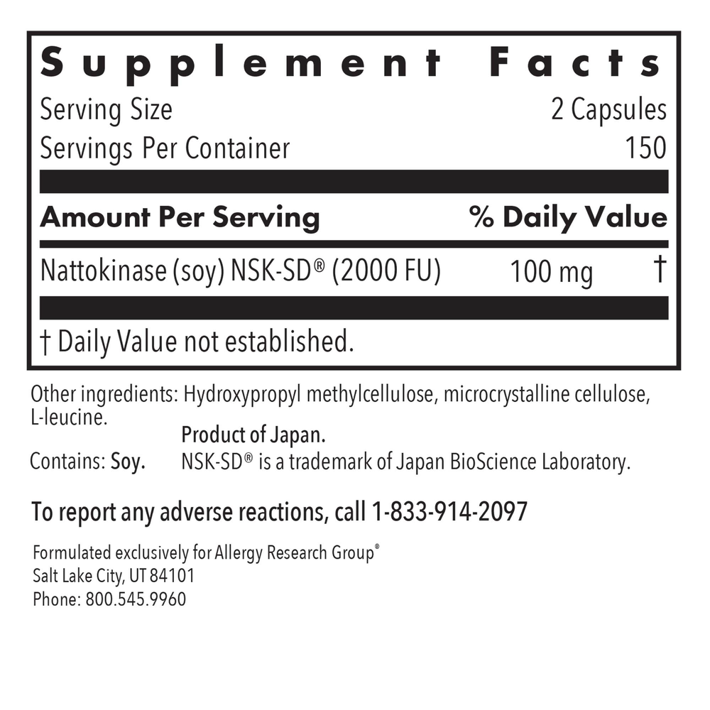 Product image for Nattokinase 50 mg NSK-SD®.