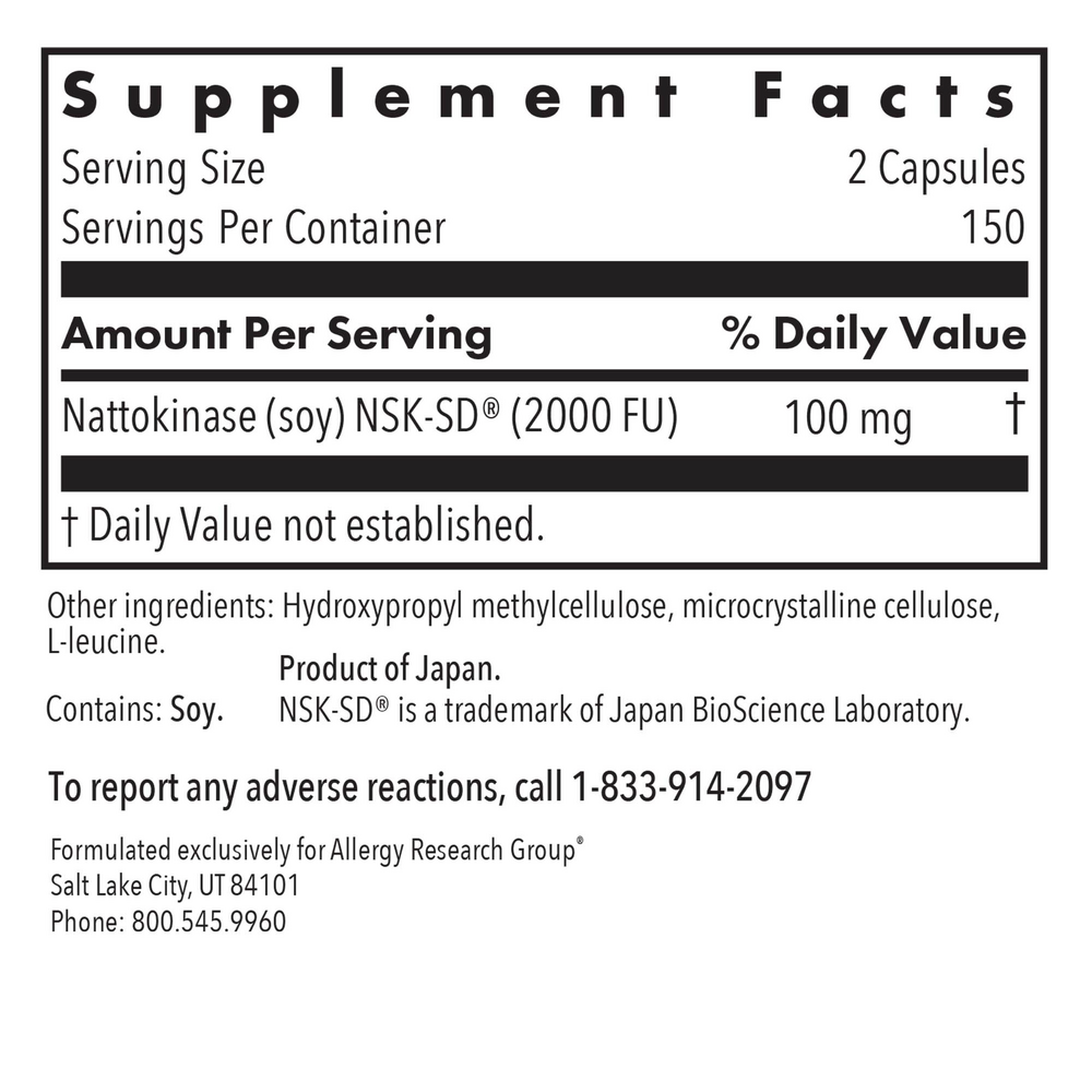 Product image for Nattokinase 50 mg NSK-SD®.