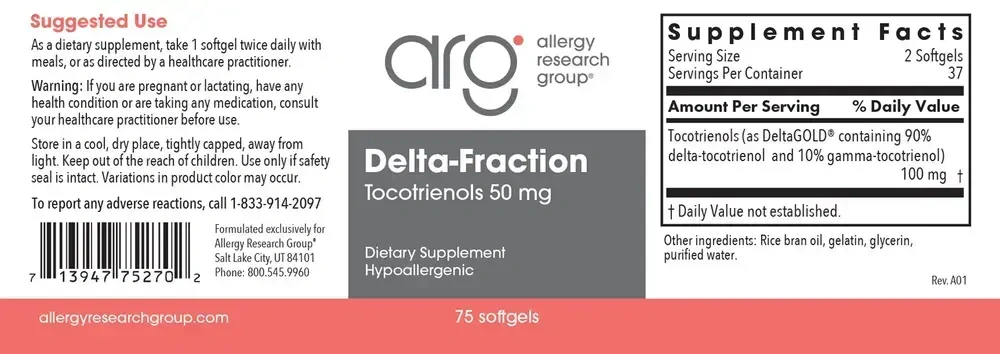 Product image for Delta-Fraction Tocotrienols 50mg.