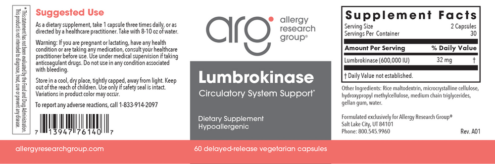 Product image for Lumbrokinase Circulatory Systemic Enzymes.