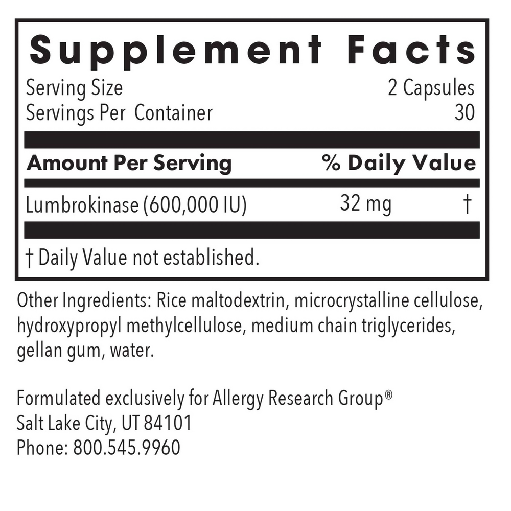 Product image for Lumbrokinase Circulatory Systemic Enzymes.