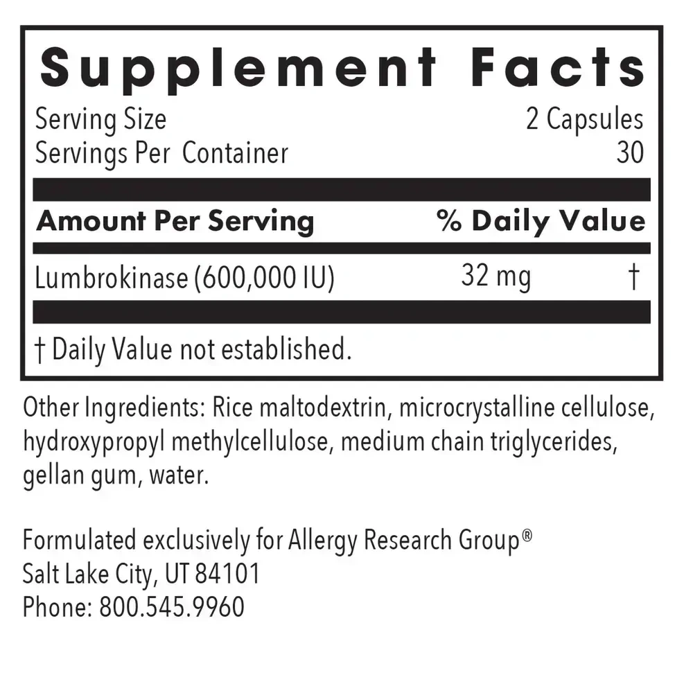 Product image for Lumbrokinase Circulatory Systemic Enzymes.