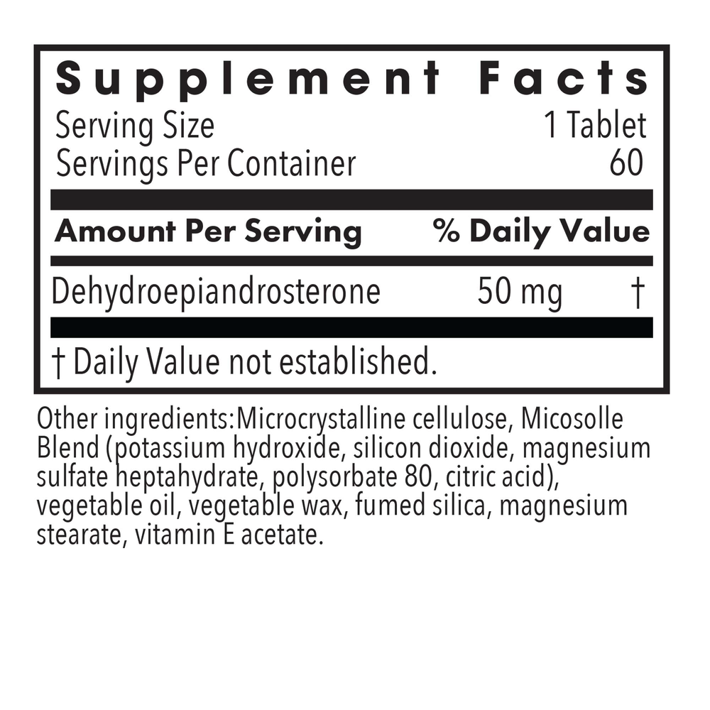 Product image for DHEA 50mg Micronized Lipid Matrix.