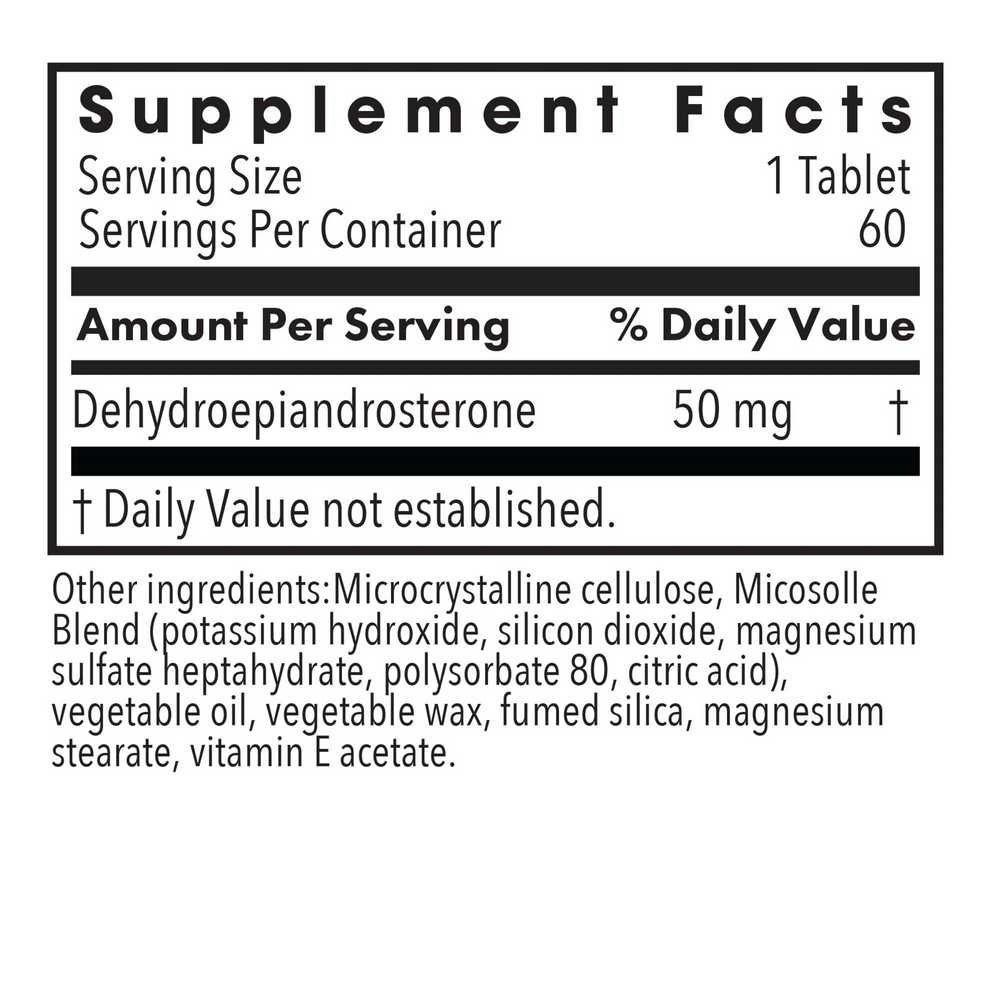 Product image for DHEA 50mg Micronized Lipid Matrix.