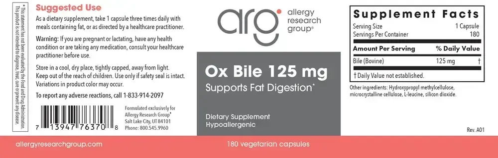 Product image for Ox Bile 125 mg Digest.