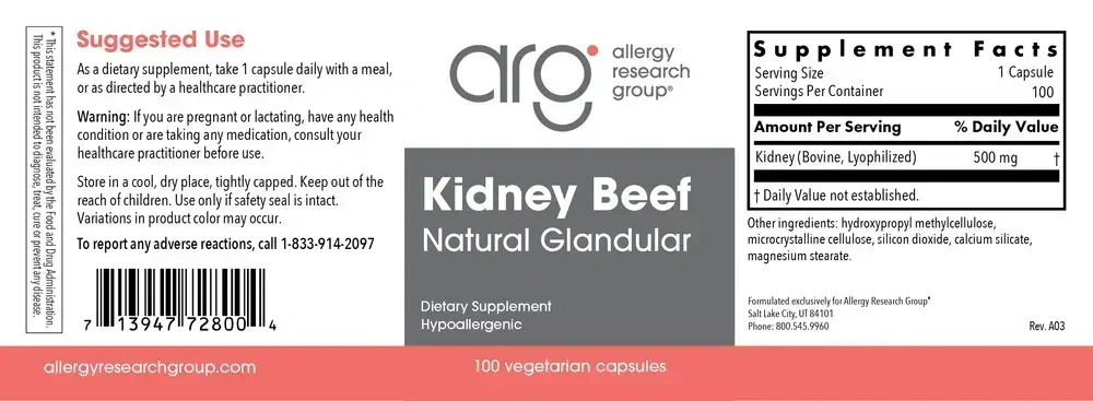 Product image for Kidney Beef Natural Glandular.