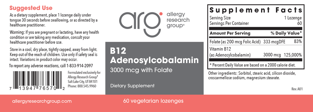 Product image for B12 Adenosylcobalamin 3,000mcg.