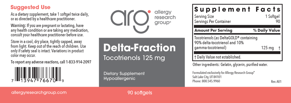 Product image for Delta-Fraction Tocotrienols 125mg.