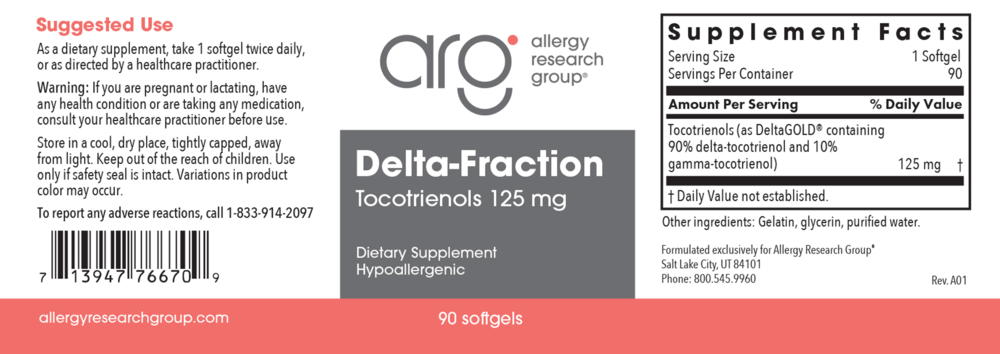 Product image for Delta-Fraction Tocotrienols 125mg.