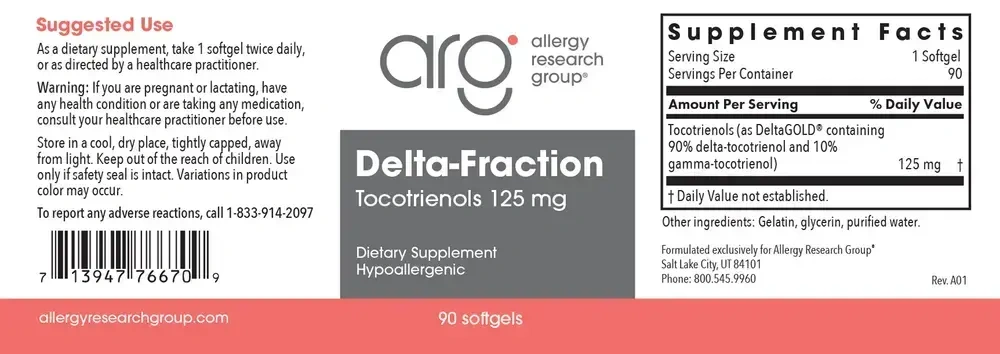 Product image for Delta-Fraction Tocotrienols 125mg.