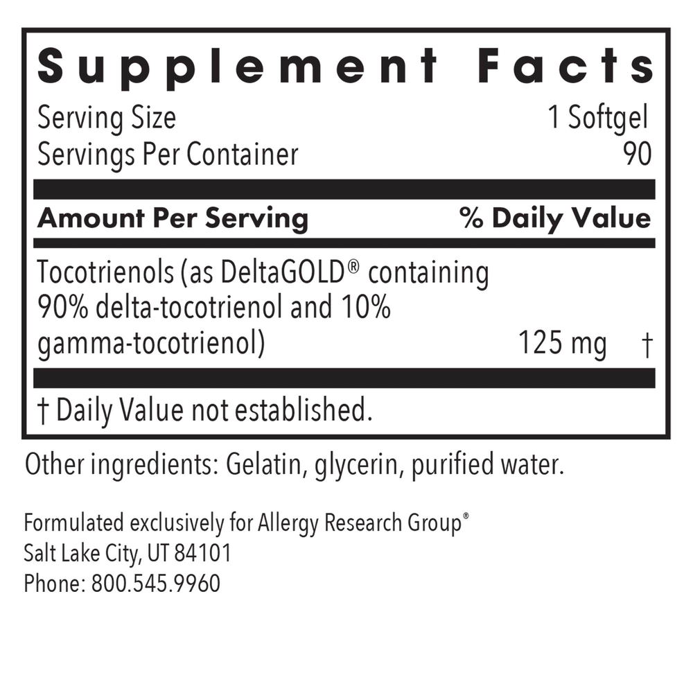 Product image for Delta-Fraction Tocotrienols 125mg.
