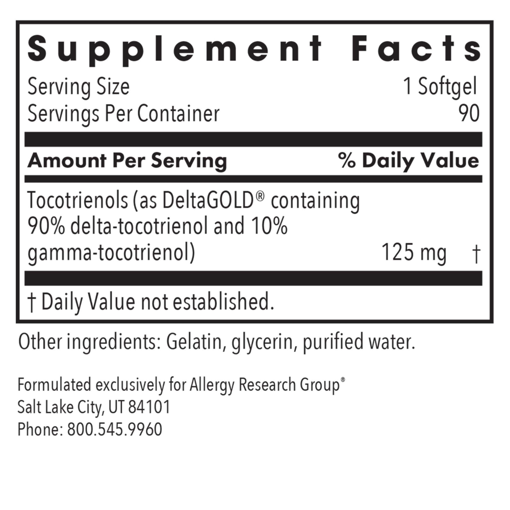 Product image for Delta-Fraction Tocotrienols 125mg.